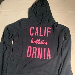 Hollister Navy Hoodie with Pink 'CALIFORNIA' Logo